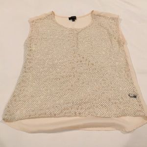 The Limited lace sheer top-off white polka dots